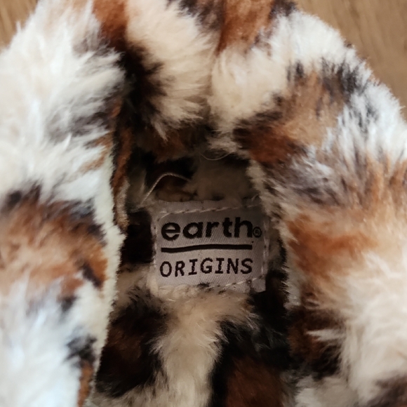 Earth Origins Womens Brown Suede Fleece Lined Cheetah Bootie Slippers Size 7 NEW - Picture 2 of 6